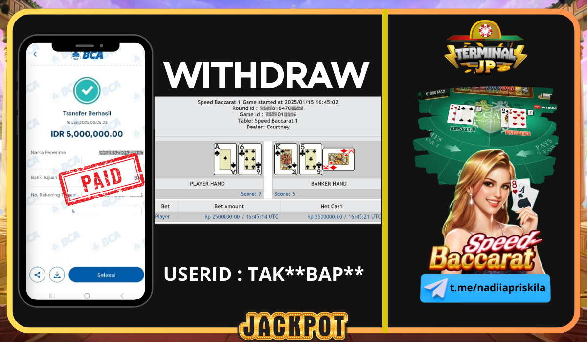 PLAYER MENANG 5.000.000.-  DIBAYAR LUNAS TANPA KENDALA