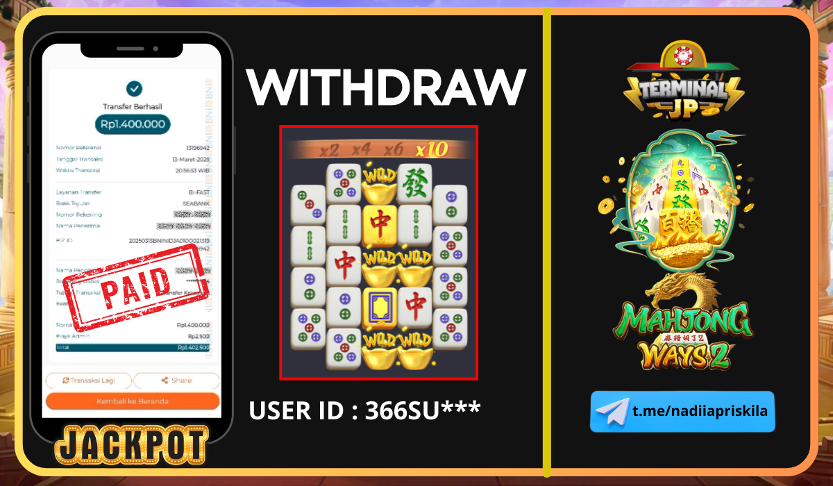 PLAYER MENDAPAT KEMENANGAN 1.400.000.- DI BAYAR LUNAS!!