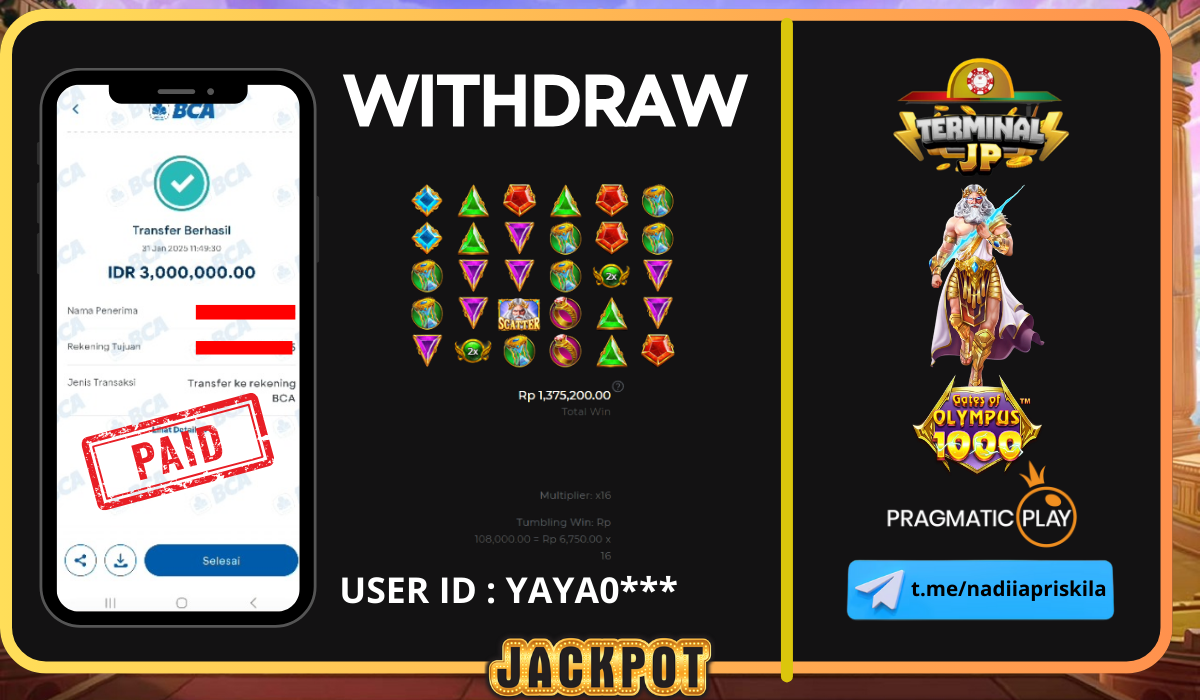 KEMENANGAN 3.000.000.- DI BAYAR LUNAS TANPA KENDALA