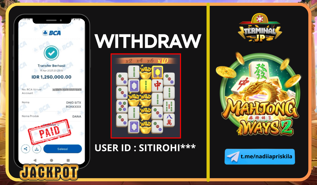 PLAYER BERHASIL MENANG 1.250.000.- DI BAYAR LUNAS!!