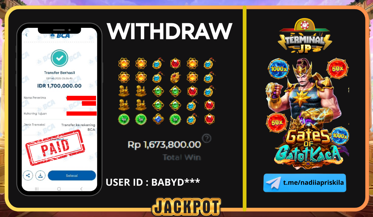 KEMENANGAN 1.700.000.- DI BAYAR LUNAS TANPA KENDALA