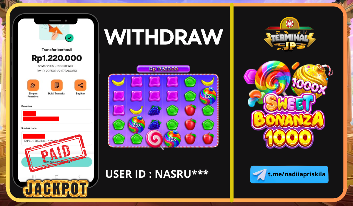 PLAYER MENDAPAT KEMENANGAN 1.220.000.- DI BAYAR LUNAS!!