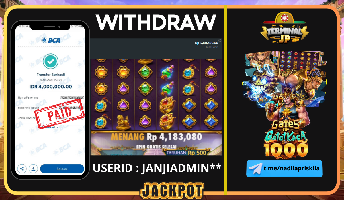 PLAYER MENANG 4.000.000.- DIBAYAR LUNAS TUNTAS TANPA KENDALA