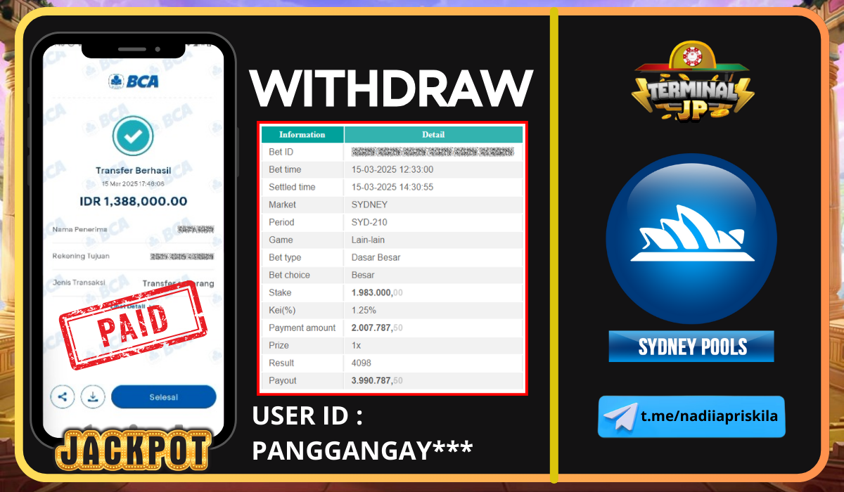 PLAYER MENDAPAT KEMENANGAN 1.338.000.- DI BAYAR LUNAS!!