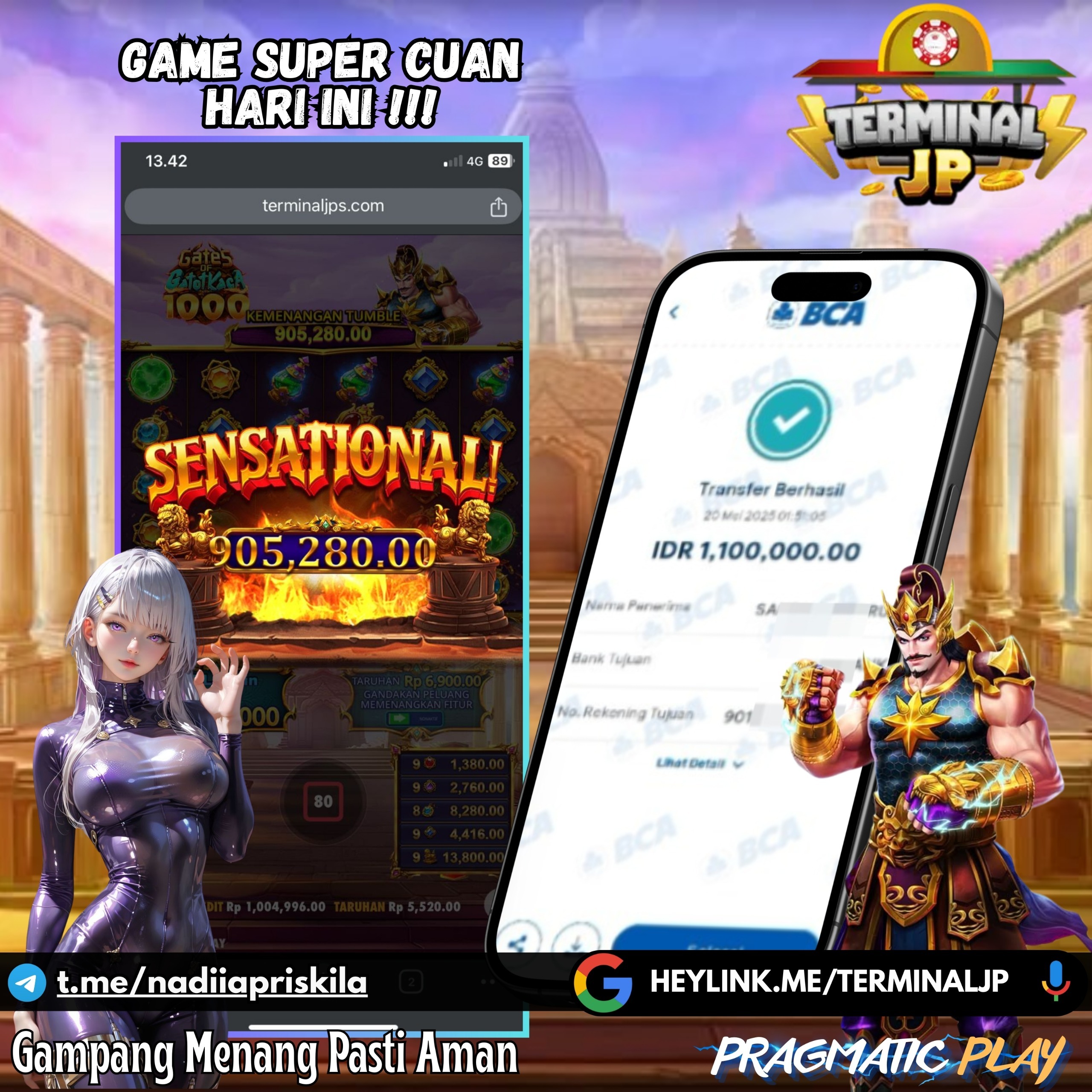 GATOT KACA BAWA KAMU RAIH KEMENANGAN BESAR SEKARANG BOSSKU !!!