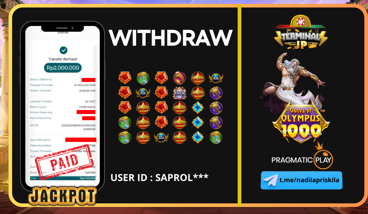 PLAYER DAPAT KEMENANGAN 2.000.000.- DI BAYAR LUNAS!!