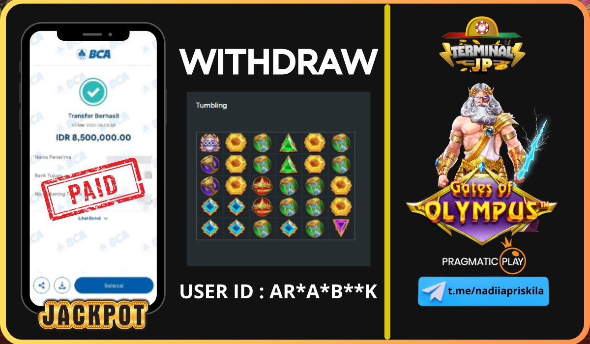 PLAYER MENANG  8.500.000.- DI BAYAR LUNAS!!