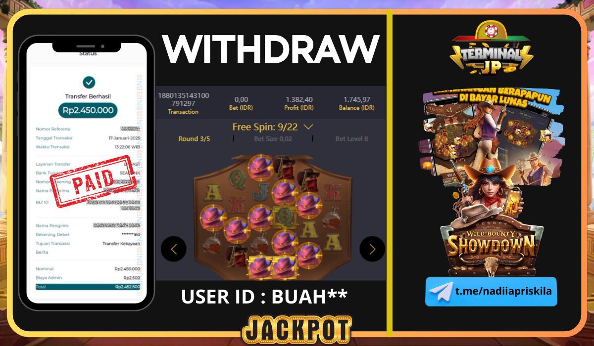 PLAYER MENANG 2.450.000.- LUNAS TUNTAS TANPA KENDALA