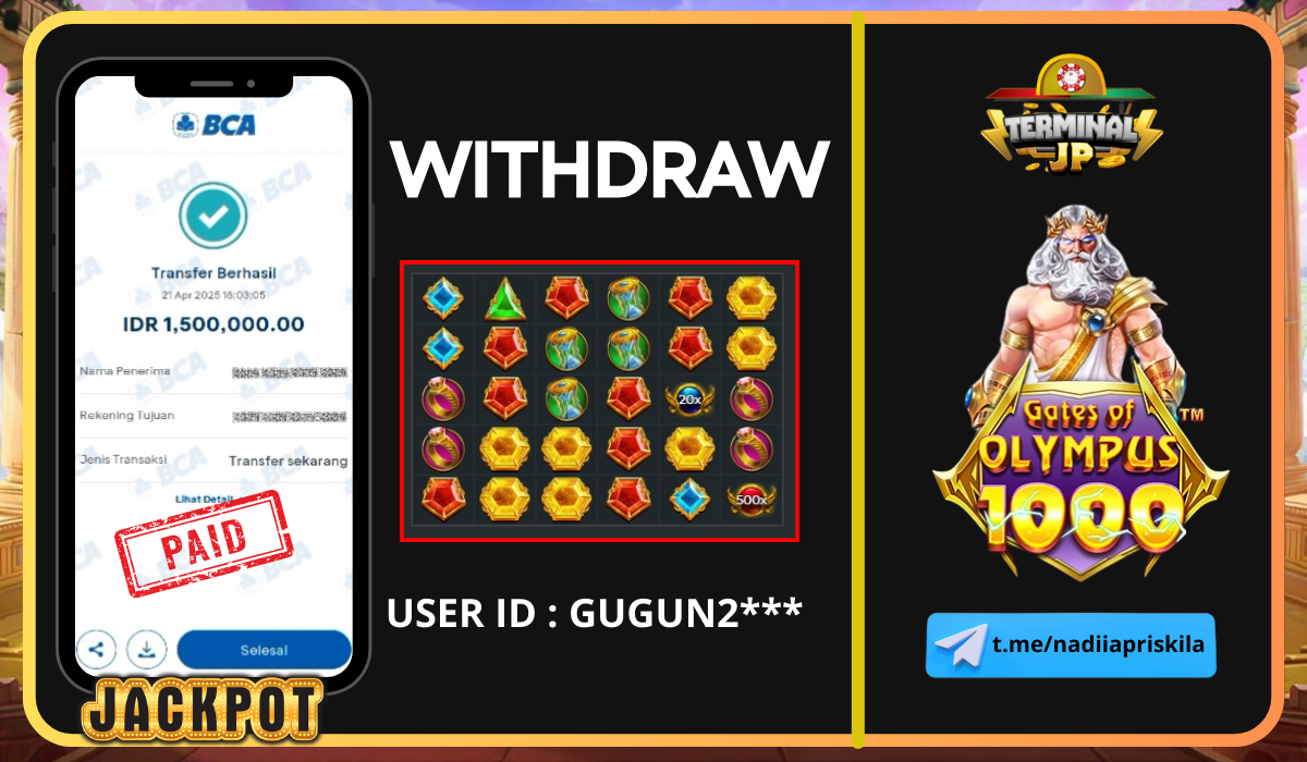 PLAYER BERHASIL MENANG 1.500.000.- DI BAYAR LUNAS!!