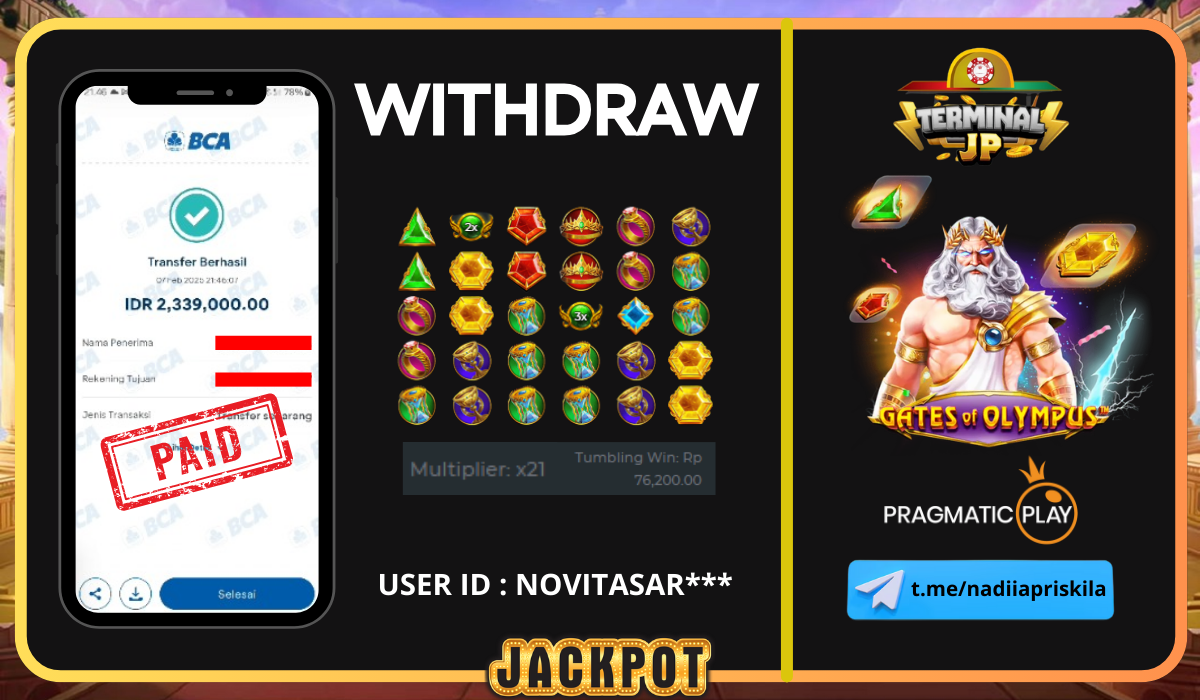 KEMENANGAN 2.339.000.- DI BAYAR LUNAS TANPA KENDALA