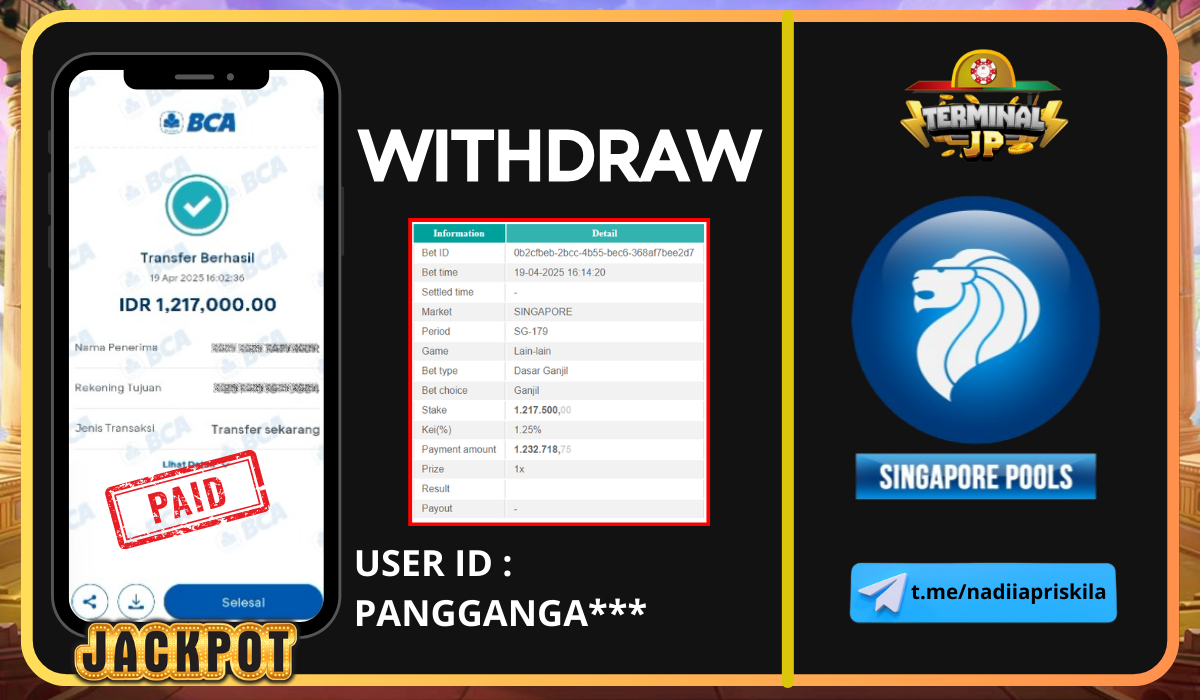 PLAYER BERHASIL MENANG 1.217.000.- DI BAYAR LUNAS!!