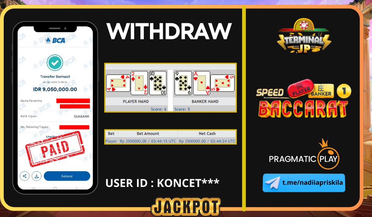 PLAYER MENANG 9.050.000.- DI BAYAR LUNAS TANPA KENDALA